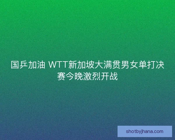 国乒加油 WTT新加坡大满贯男女单打决赛今晚激烈开战
